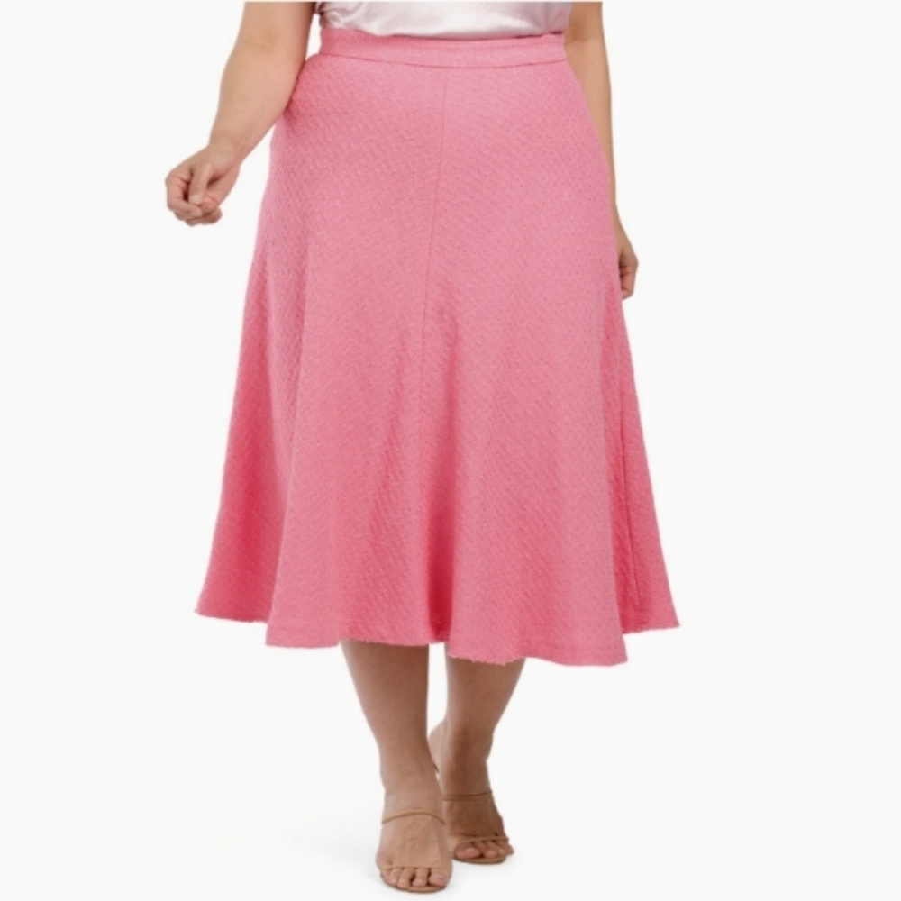 ZARA Textured Midi A-line Skirt Pink Size XL